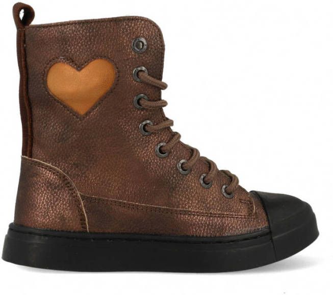 Shoesme SH21W019-D leren veterboots bruin/brons