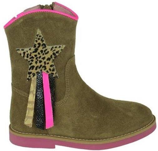 Shoesme SI21W082 B leren cowboylaarzen bruin/roze