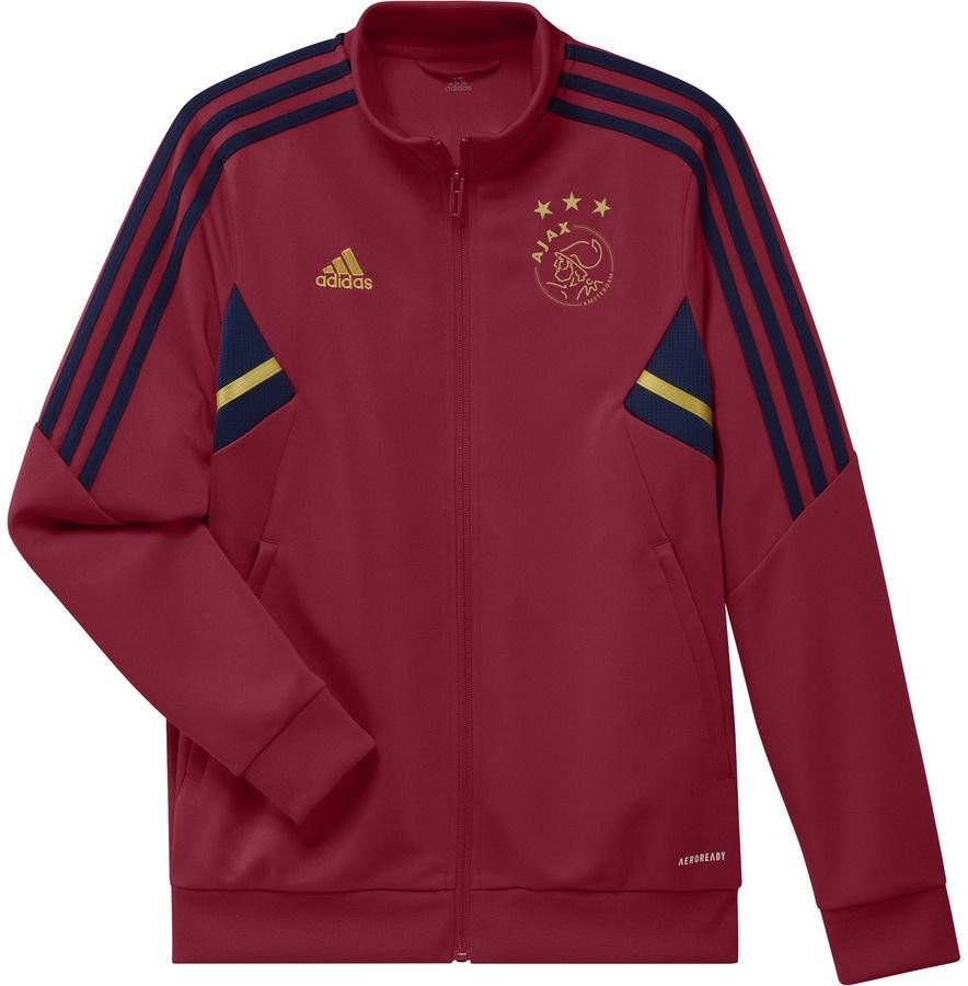 Adidas Kids adidas Ajax Trainingsjack 2022 2023 Kids Donkerrood Donkerblauw Goud