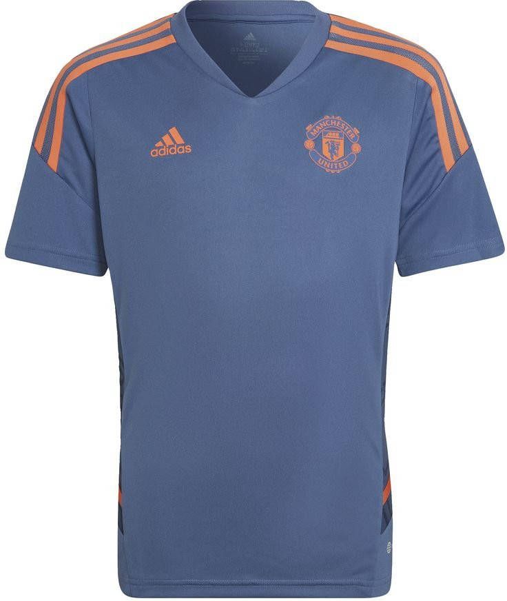 Adidas manchester united condivo 22 trainingsshirt 22/23 blauw/oranje kinderen
