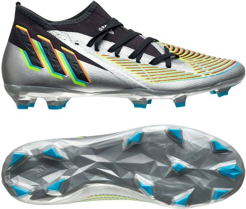 adidas Predator Edge.3 Gras Voetbalschoenen(FG)Zilver Zwart Geel