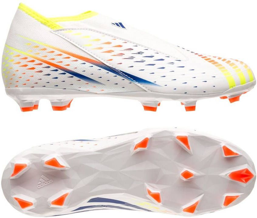 Adidas Kids adidas Predator Edge.3 Veterloze Gras Voetbalschoenen(FG)Kids Wit Geel Blauw