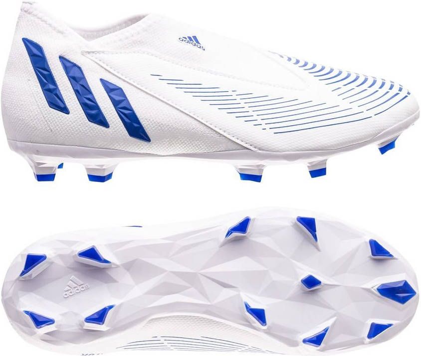 Adidas Kids adidas Predator Edge.3 Veterloze Gras Voetbalschoenen(FG)Kids Wit Blauw Wit