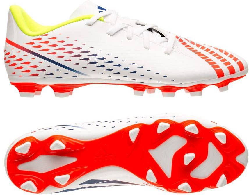 adidas Predator Edge.4 Gras/Kunstgras Voetbalschoenen(FxG)Wit Geel Blauw