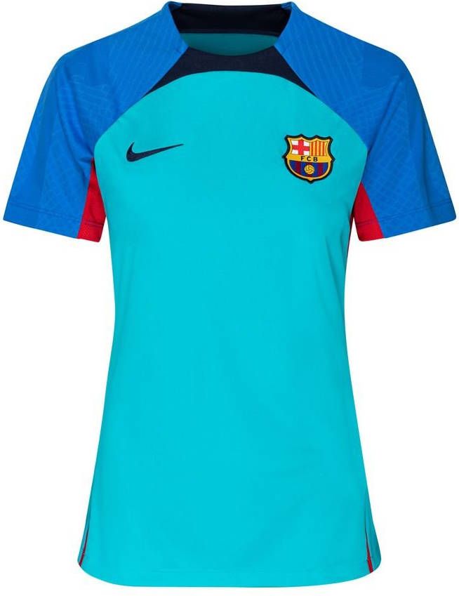 Nike FC Barcelona Strike voetbaltop met Dri FIT en korte mouwen voor dames Blauw