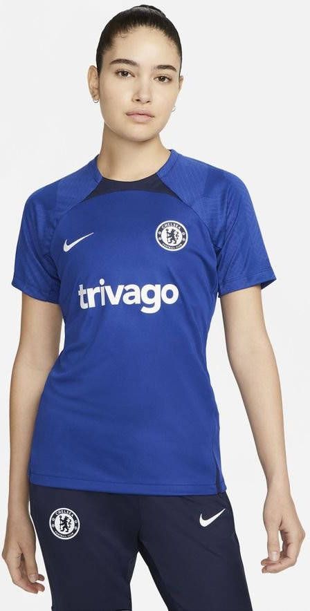 Nike Chelsea FC Strike Dri FIT voetbaltop met korte mouwen voor dames Blauw