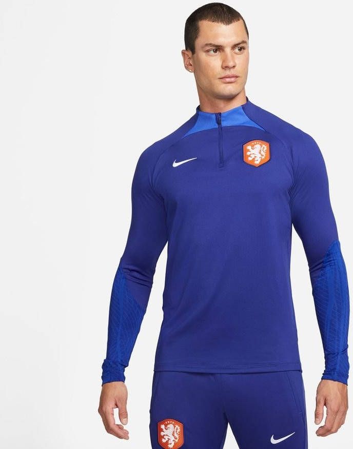 Nike knvb nederland dri fit strike drill trainingstop 22/23 blauw/oranje heren