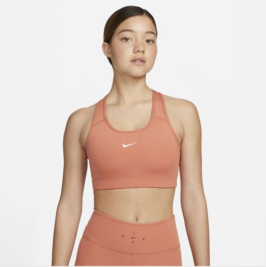 Nike Dri FIT Swoosh Sport bh met medium ondersteuning en pad uit één stuk Oranje
