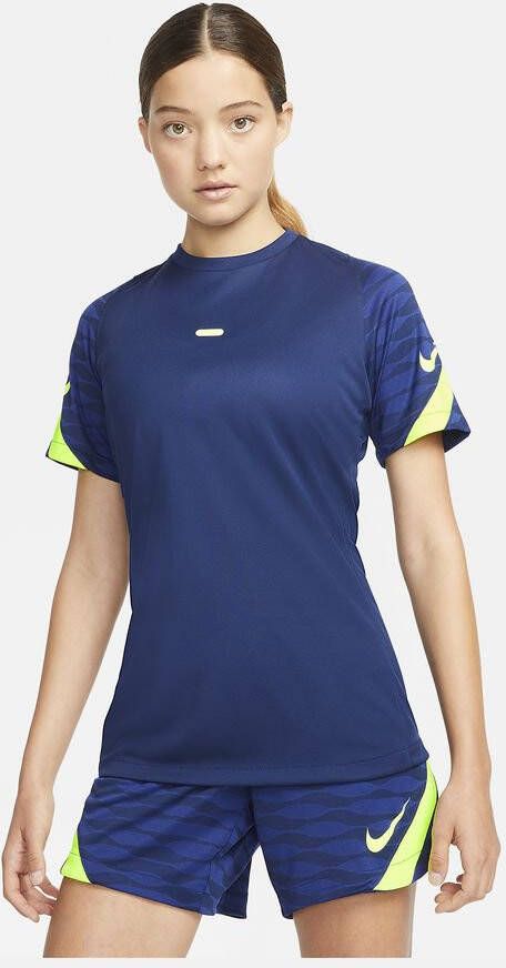 Nike Dri FIT Strike Voetbaltop met korte mouwen voor dames Blauw