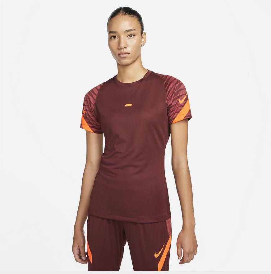 Nike Dri FIT Strike Voetbaltop met korte mouwen voor dames Bruin