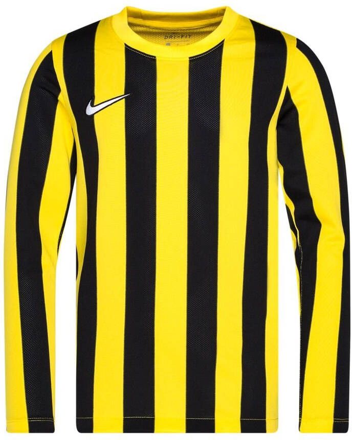Nike Voetbalshirt Dri FIT Striped Division IV Geel/Zwart/Wit Lange Mouwen Kinderen