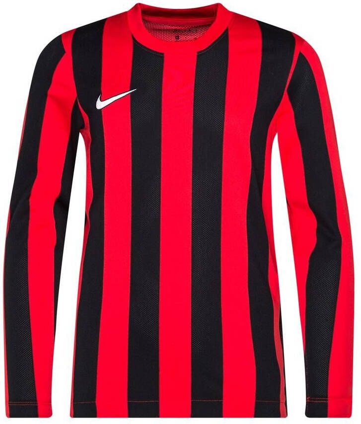 Nike Voetbalshirt Dri FIT Striped Division IV Rood/Zwart/Wit Lange Mouwen Kinderen