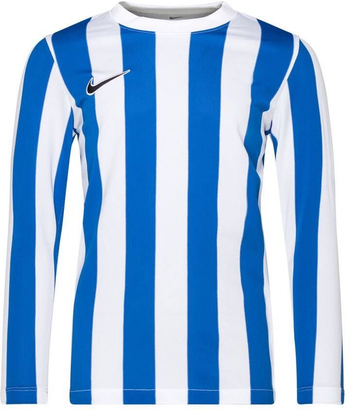 Nike Voetbalshirt Dri FIT Striped Division IV Wit/Blauw/Zwart Lange Mouwen Kinderen
