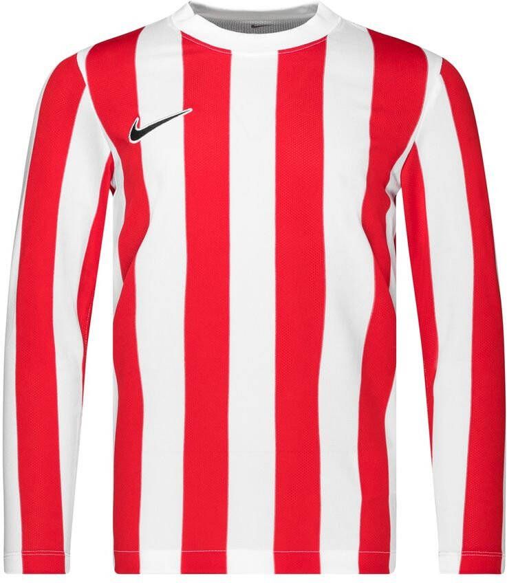 Nike Voetbalshirt Dri FIT Striped Division IV Wit/Rood/Zwart Lange Mouwen Kinderen