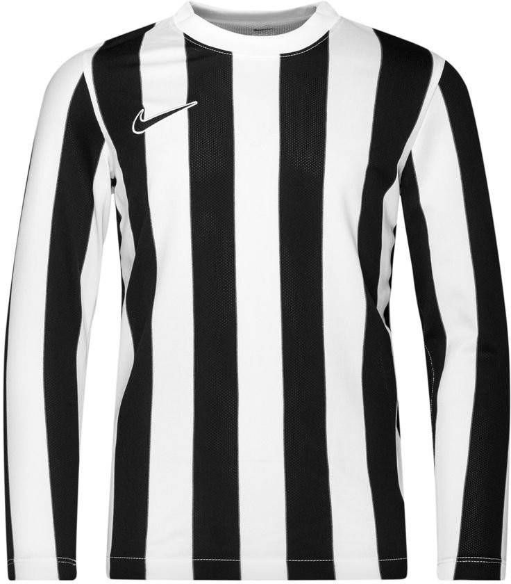 Nike Voetbalshirt Dri FIT Striped Division IV Wit/Zwart Lange Mouwen Kinderen