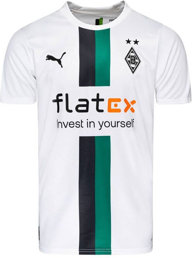 PUMA BMG Home Jersey Replica Jr with Sponsor White Black Power Green