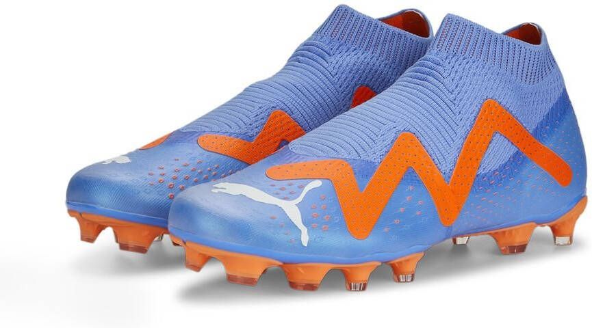 PUMA Future Match+ Veterloze Gras/Kunstgras Voetbalschoenen(MG)Blauw Oranje Wit