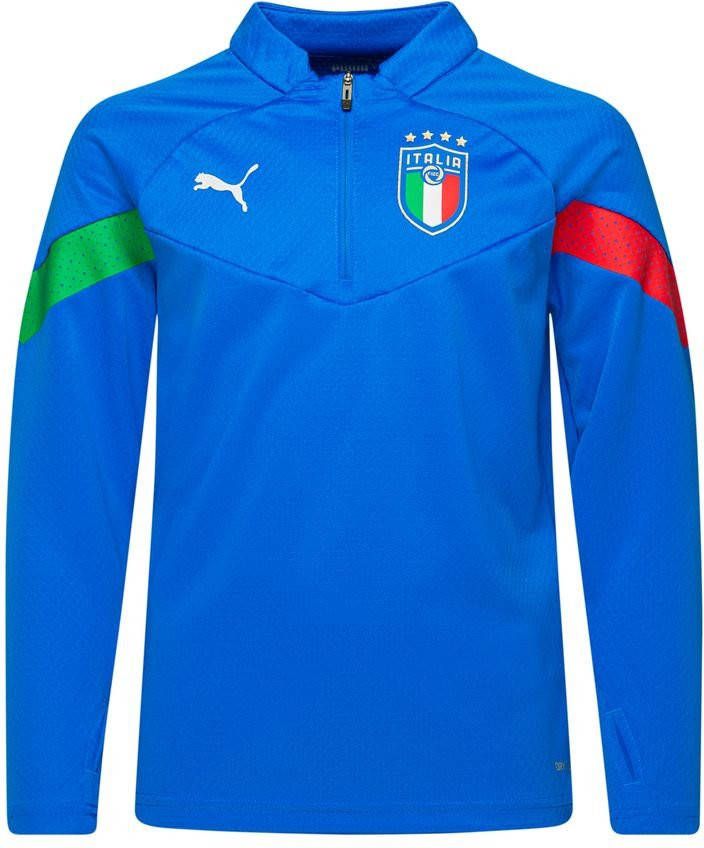 PUMA Italie 1/4 Zip Trainingstrui 2022 2024 Kids Blauw Wit