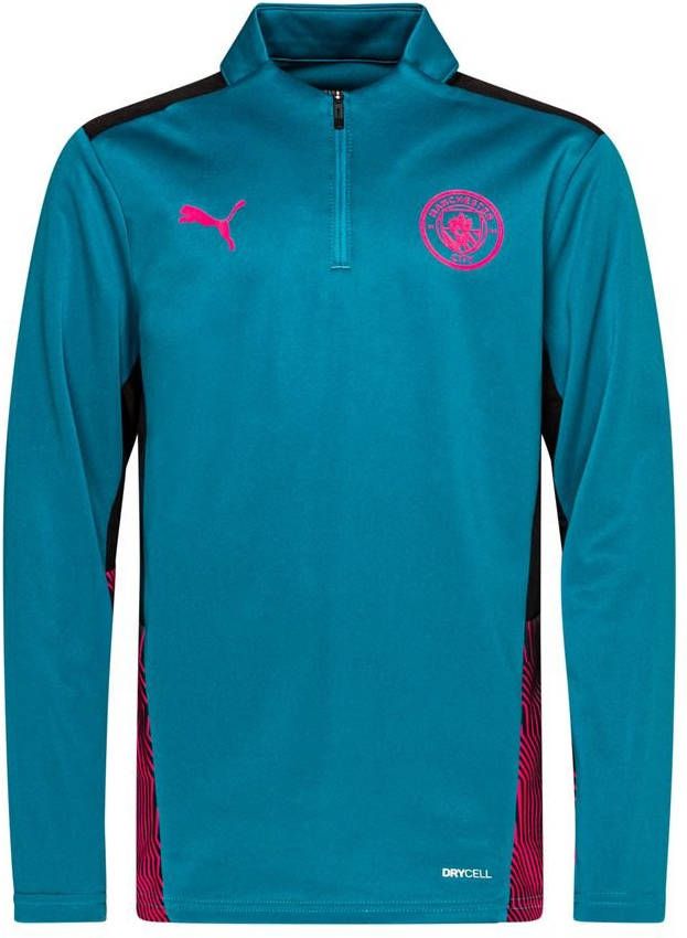 PUMA Manchester City 1/4 Zip Trainingstrui 2021 2022 Kids Donkerblauw Zwart
