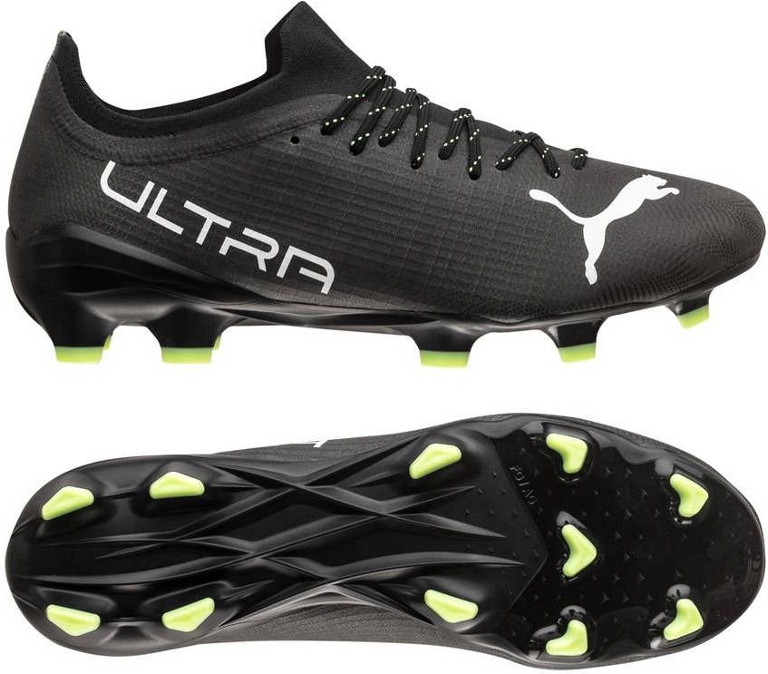 PUMA Ultra 2.4 Gras/Kunstgras Voetbalschoenen(MG)Zwart Wit Geel