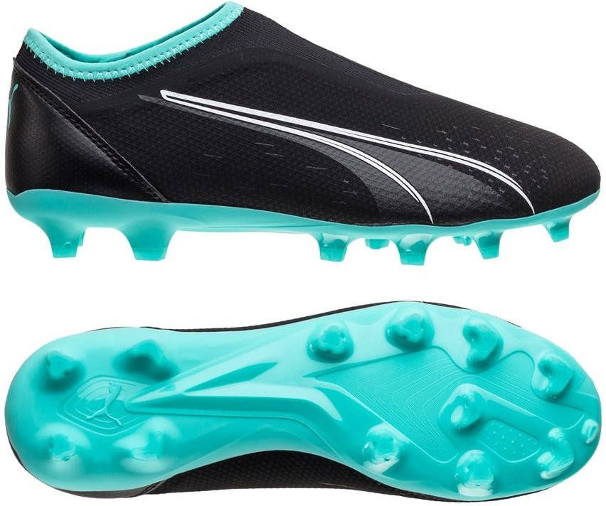PUMA Ultra Match Veterloze Gras/Kunstgras Voetbalschoenen(MG)Kids Zwart Wit Blauw