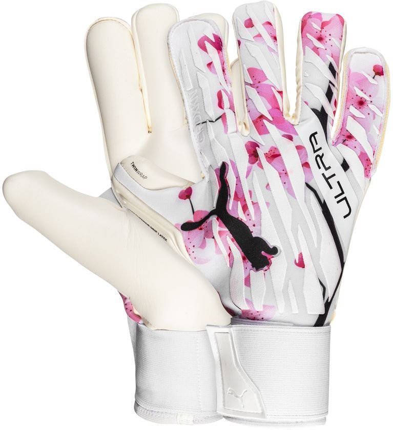 PUMA X Unisport Keepershandschoenen Ultra Grip 1 Hybrid Pro Sakura Wit/Zwart/Roze LIMITED EDITION