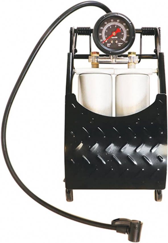 Carpoint voetpomp met manometer Dubbel Premium 7 bar staal zwart