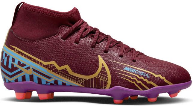 Nike Kids Nike Mercurial Superfly 9 Club KM Gras/Kunstgras Voetbalschoenen(MG)Kids Bordeauxrood Goud Blauw