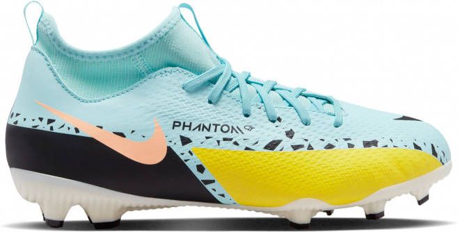 Nike Kids Nike Phantom GT2 Academy Dynamic Fit Gras/Kunstgras Voetbalschoenen(MG)Kids Blauw Zwart Geel