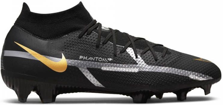Nike Phantom GT 2 Pro DF Gras Voetbalschoenen(FG)Zwart Donkergrijs Goud