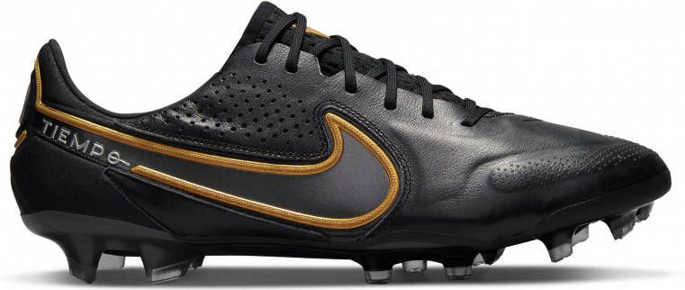 Nike Tiempo Legend 9 Elite Gras Voetbalschoenen(FG)Zwart Donkergrijs Goud