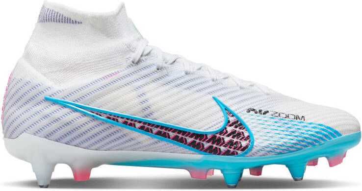 Nike Zoom Mercurial Superfly 9 Elite IJzeren Nop Voetbalschoenen(SG)Anti Clog Wit Felblauw Felroze