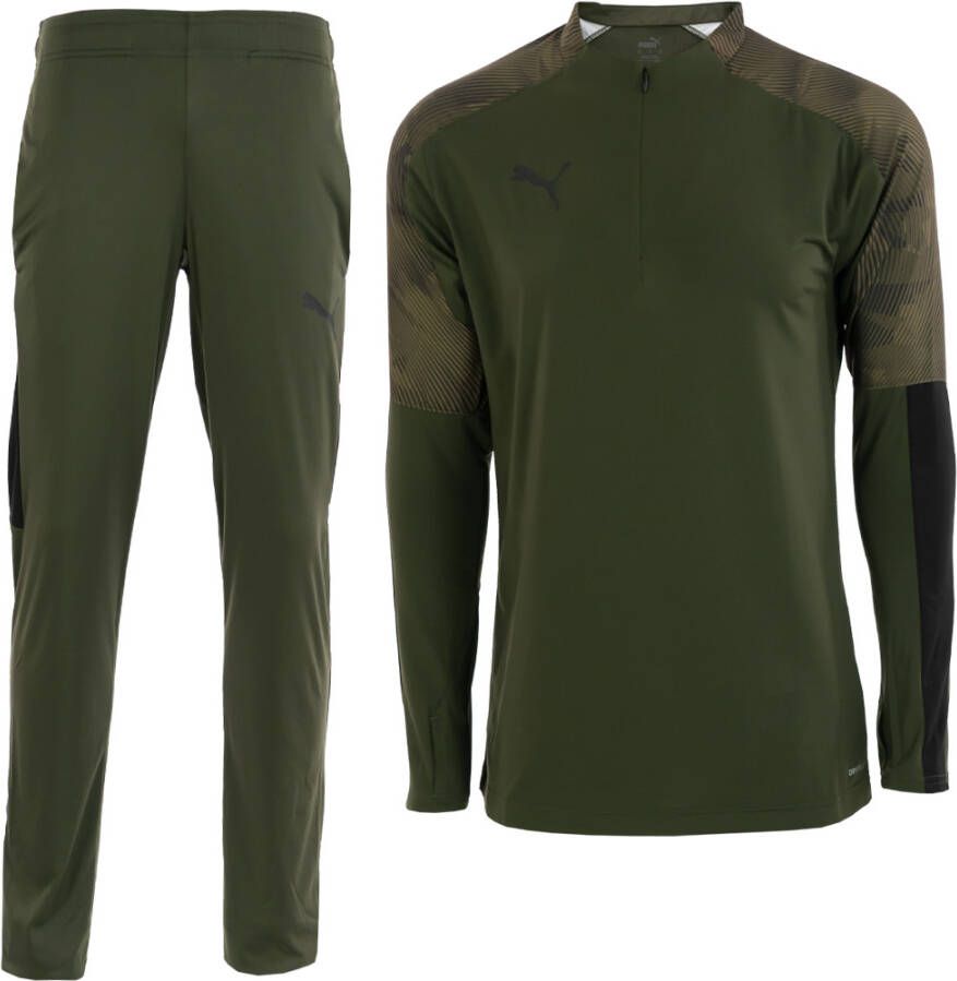 PUMA CUP 1/4 Zip Trainingspak Kids Donkergroen