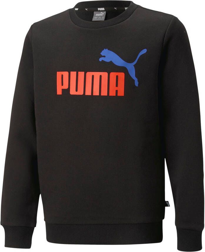 PUMA Essentials+ 2 College Big Logo Crew Sweater Kids Zwart Rood Blauw