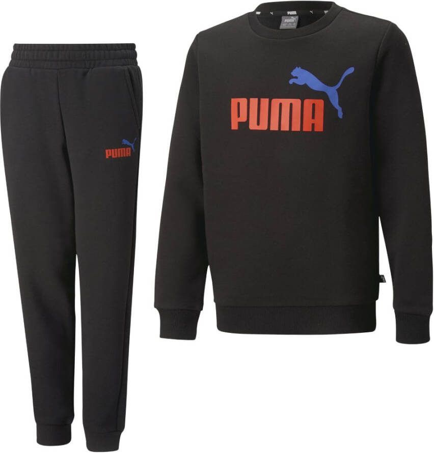 PUMA Essentials+ 2 College Big Logo Crew Sweater Trainingspak Kids Zwart Rood Blauw