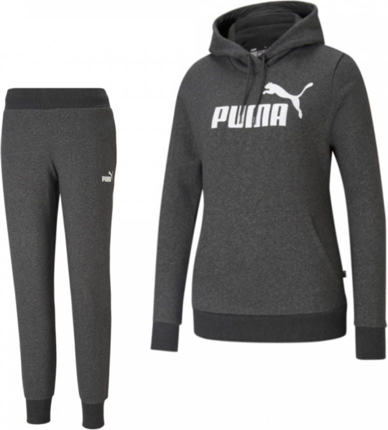 PUMA Essentials Logo Fleece Hoodie Trainingspak Dames Donkergrijs