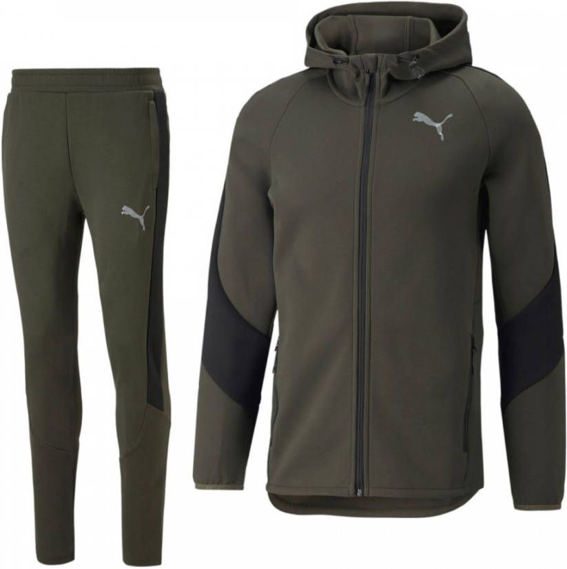 PUMA Evostripe Trainingspak Donkergroen Zwart