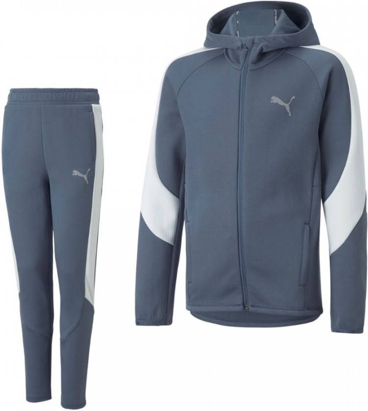 PUMA Evostripe Trainingspak Kids Blauw Wit