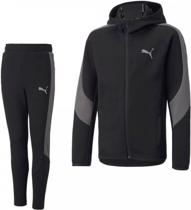 PUMA Evostripe Trainingspak Kids Zwart Grijs