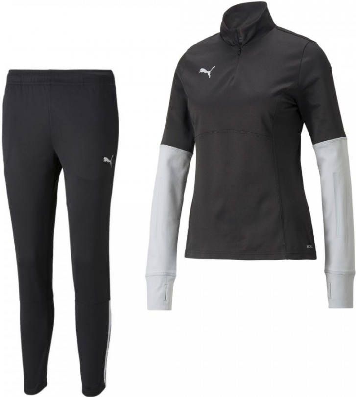 PUMA Individual Liga 1/4 Zip Trainingspak Dames Zwart Lichtgrijs