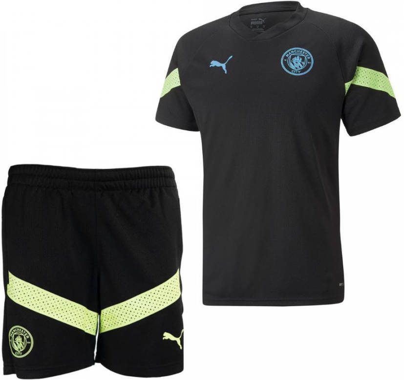 PUMA Manchester City Trainingsset 2022 2023 Kids Zwart Lichtgroen