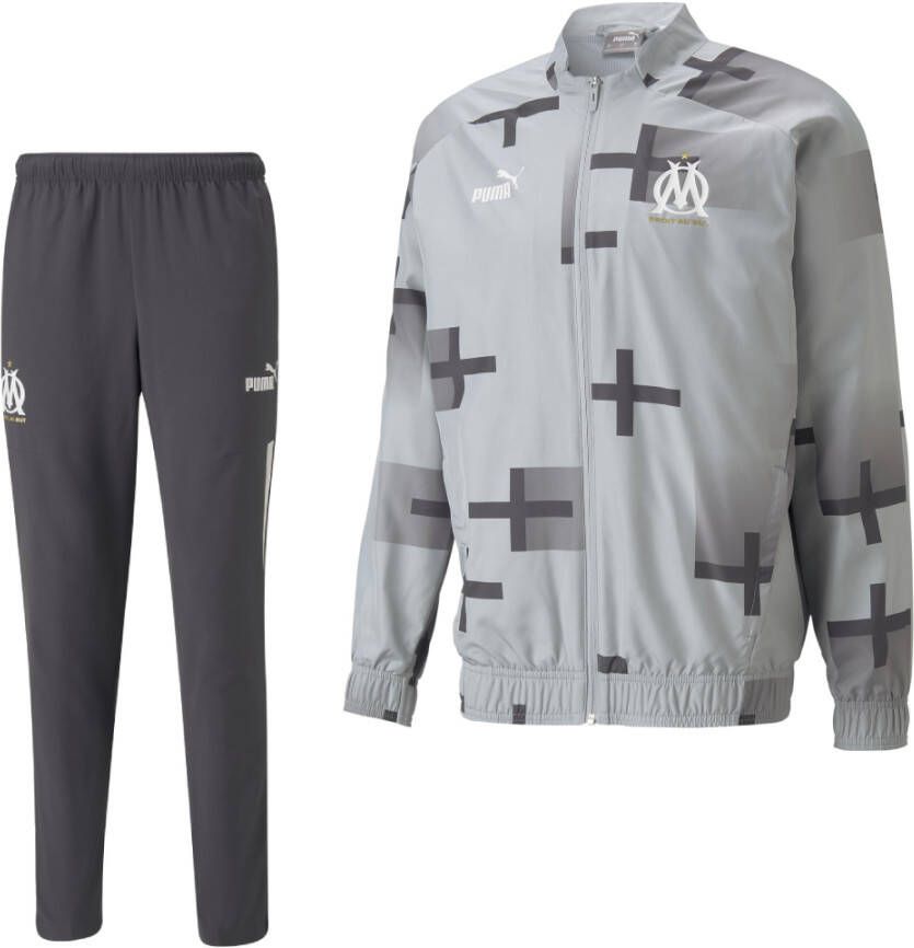 PUMA Olympique Marseille Pre Match Trainingspak 2022 2023 Grijs Wit