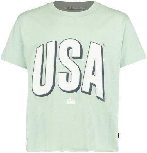 America Today Junior T shirt Elvy USA Jr met tekst mintgroen/wit online kopen