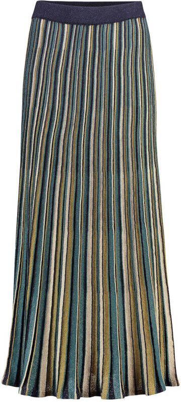 Claudia Strä, ter Fijngebreide midirok met streepprint en lurex