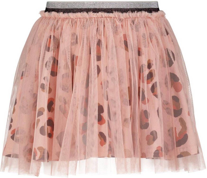 HEMA rok Kimberly met dierenprint en mesh roze/bruin/zwart