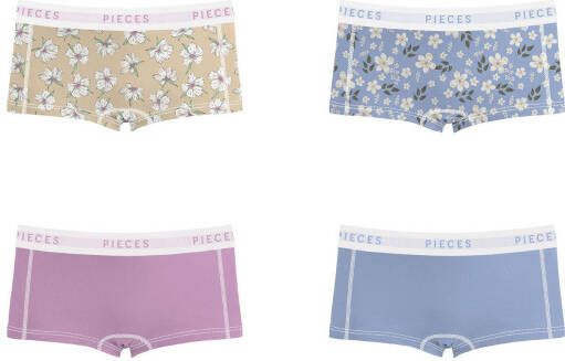 PIECES short PCLOGO (set van 4) blauw/geel/lila