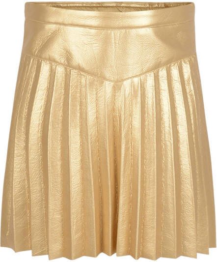 Shoeby Jill & Mitch imitatieleren plissé rok Lotis goud