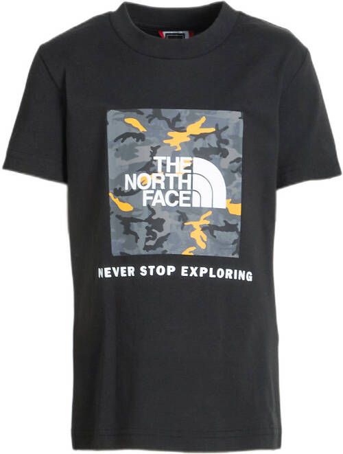 The North Face T shirt Box met printopdruk zwart/goud